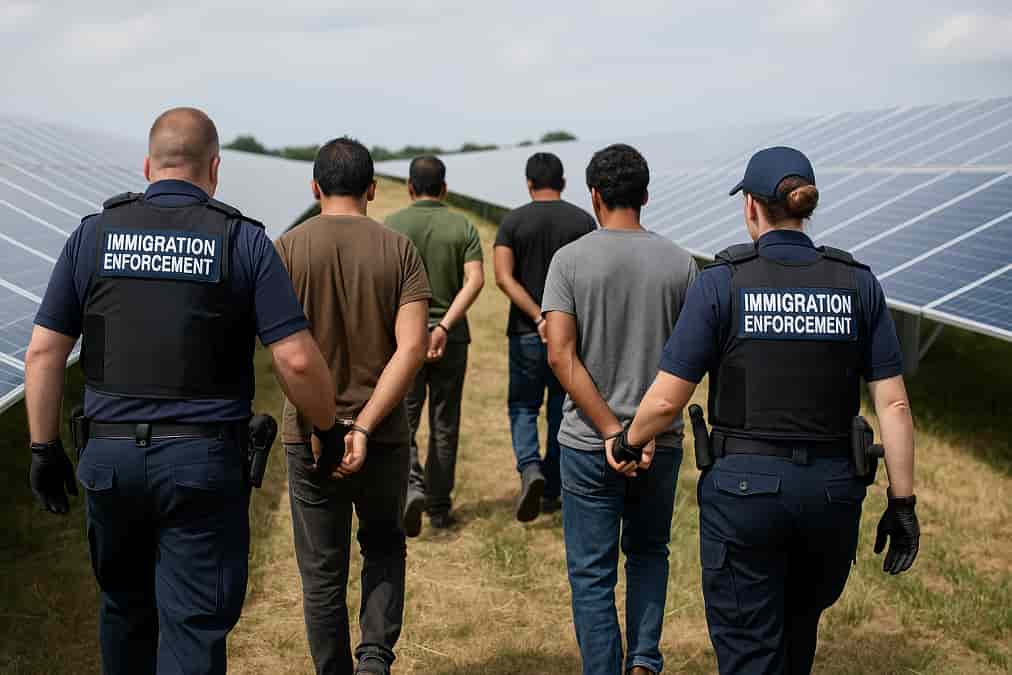 Immigration officers arrest fifteen suspected illegal workers at Bristol solar farm