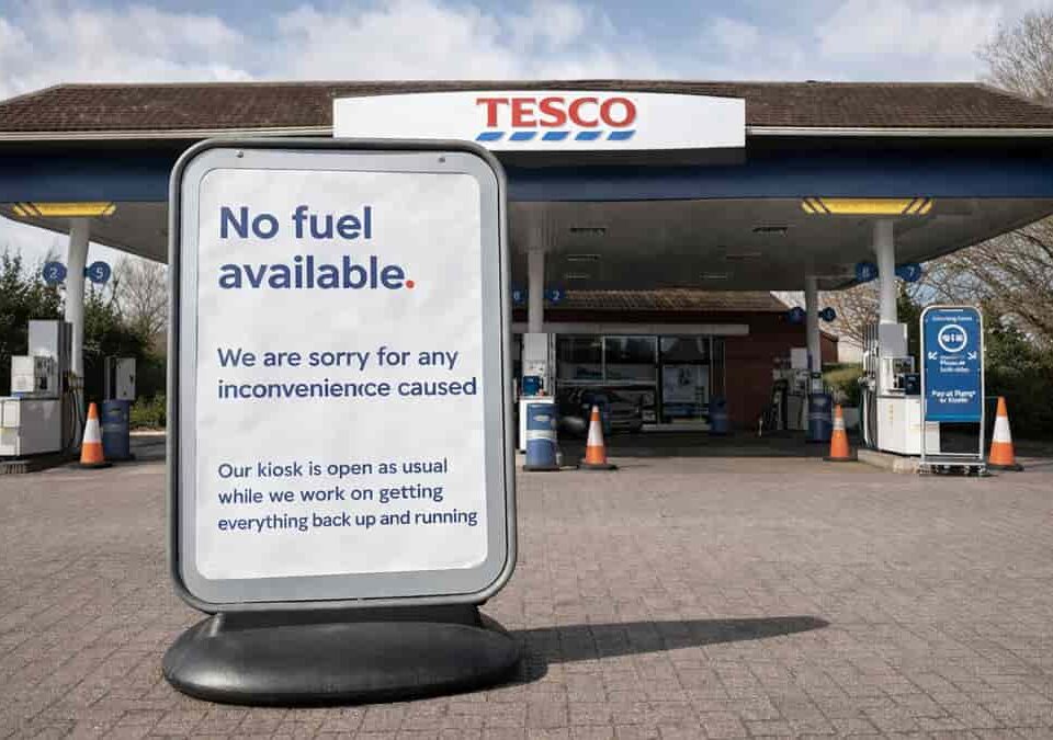 Fuel shock hits workers - Empty pumps at Tesco as global tensions drive disruption