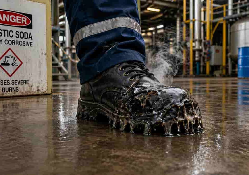 Corrosive warning in industrial surroundings