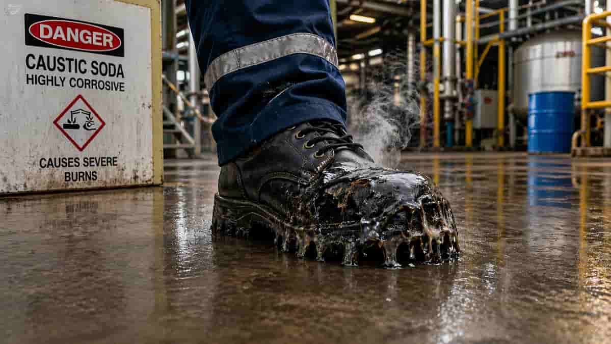 Corrosive warning in industrial surroundings