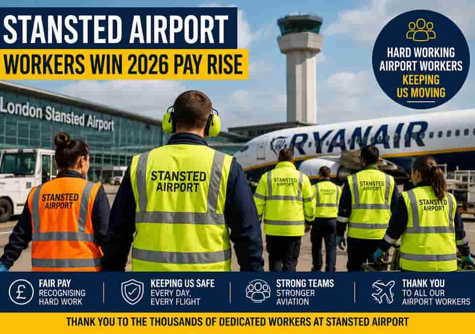 Stansted Airport workers' pay rise announcement