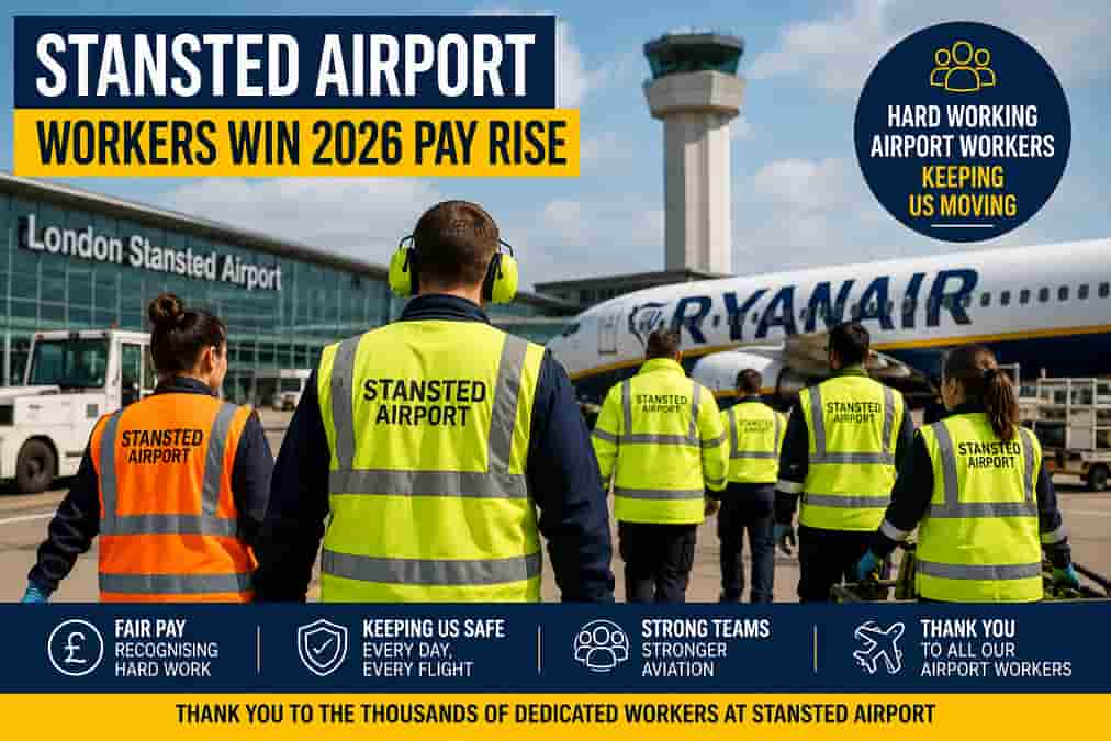 Stansted Airport workers' pay rise announcement