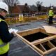 Construction site safety inspection in progress