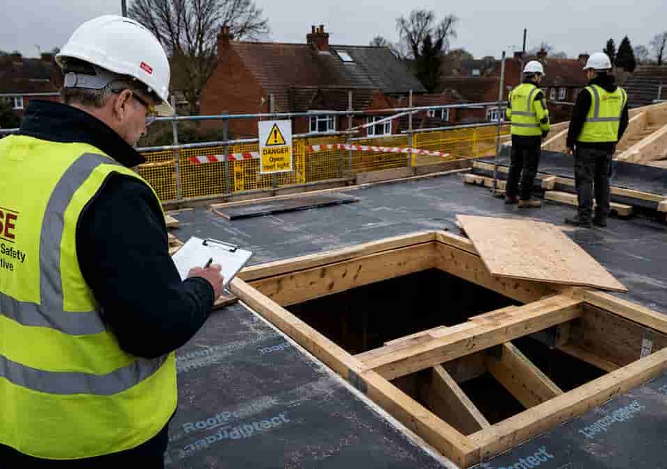 Construction site safety inspection in progress