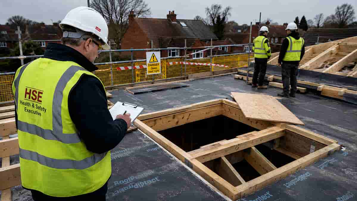 Construction site safety inspection in progress