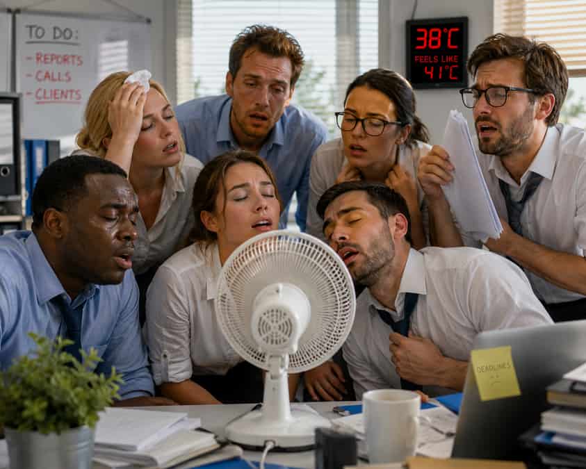 Office workers battling summer heatwave