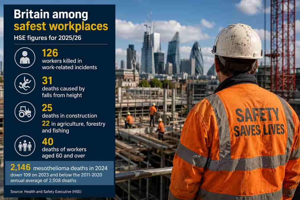 126 workers die as Britain ranks among safest