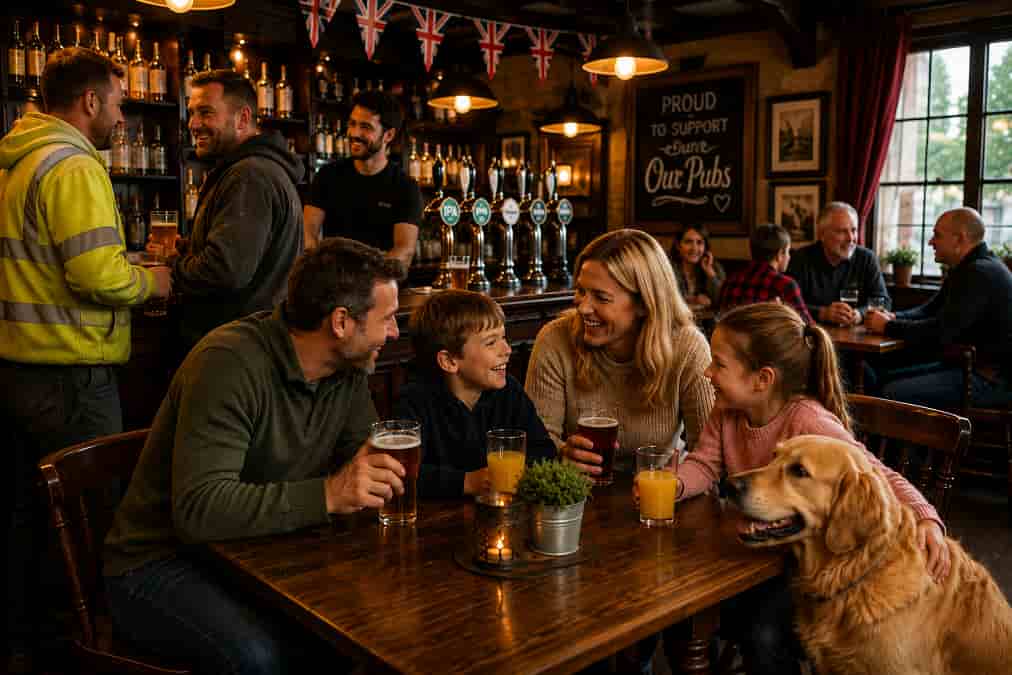 A lively pub with family and friends