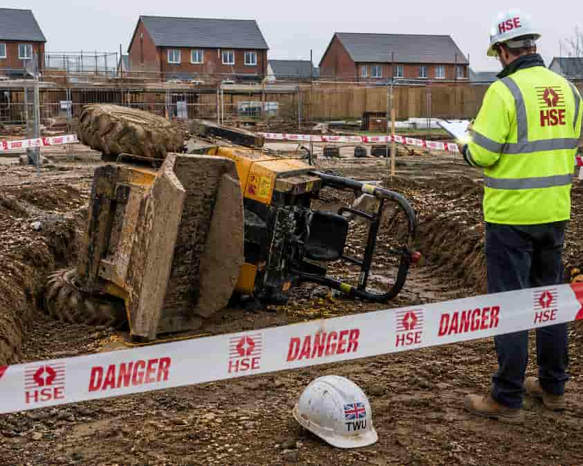 Construction site accident inspection in progress