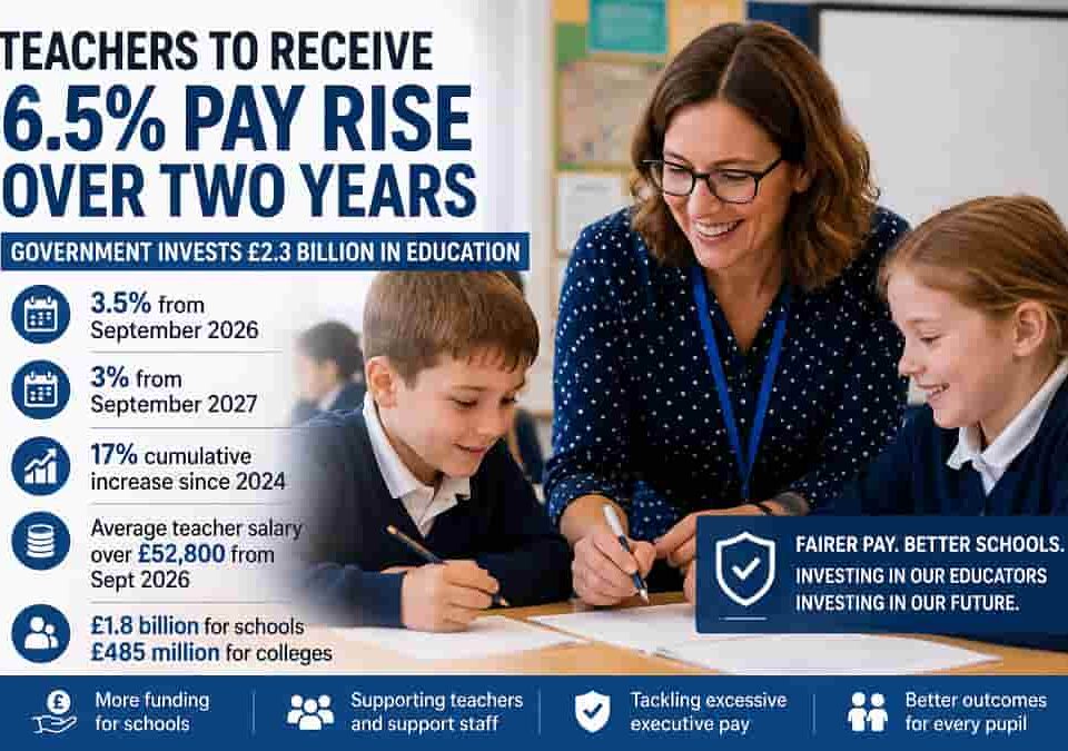 Teachers to Receive 6.5% Pay Rise Over Two Years