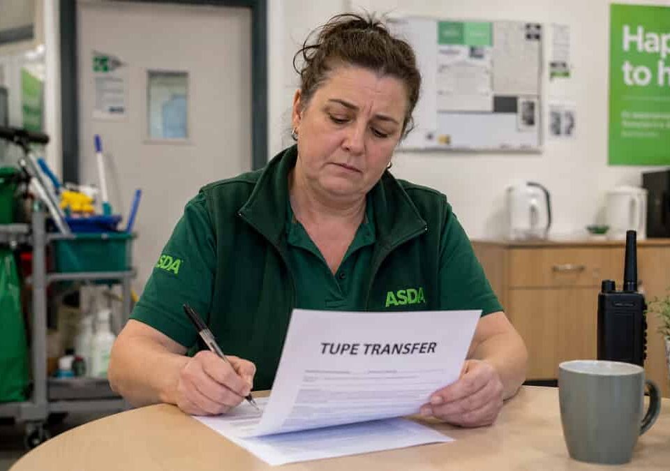 Cleaning worker pauses over TUPE transfer