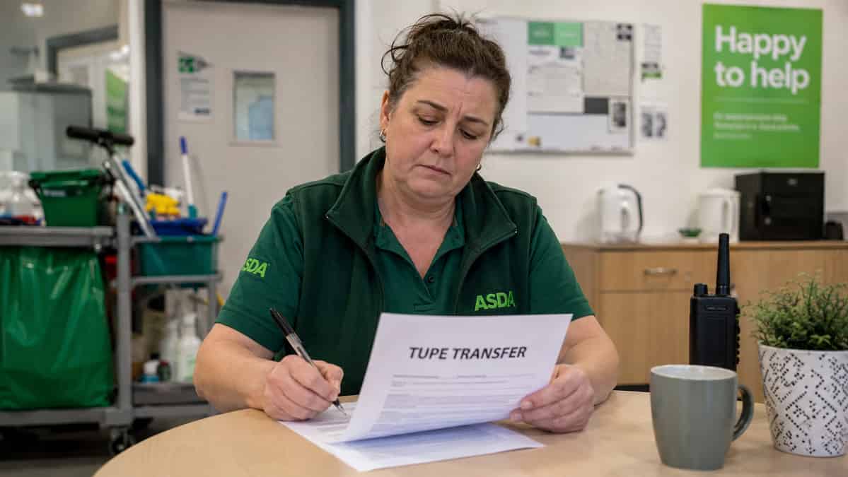 Cleaning worker pauses over TUPE transfer