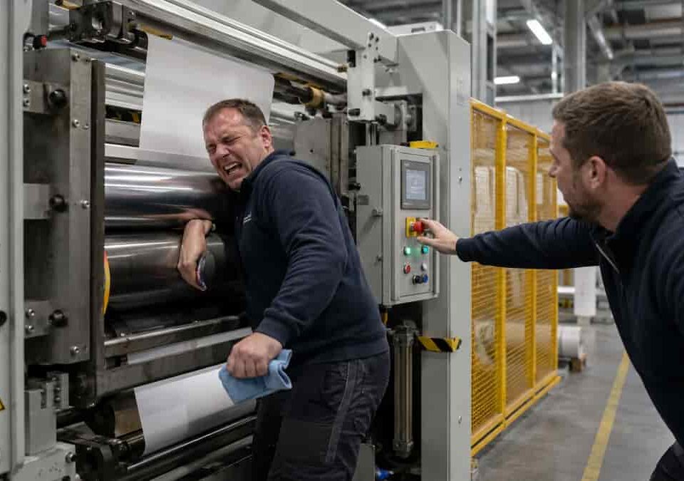 Laminator Roller Accident on Factory Floor