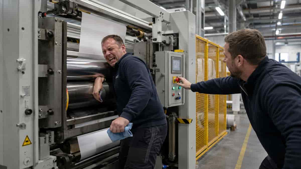 Laminator Roller Accident on Factory Floor