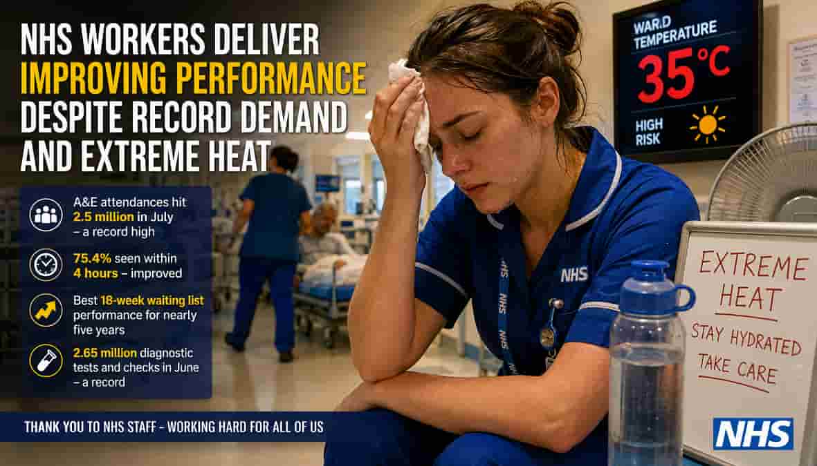 NHS workers deliver improving performance despite record demand and extreme heat