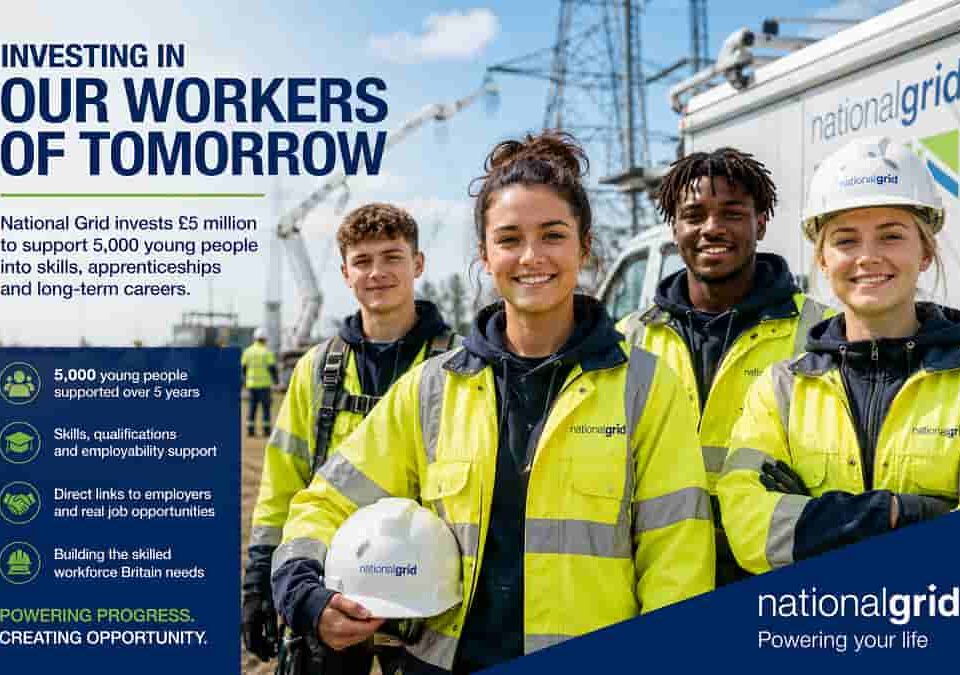 Young workers handed major boost as National Grid invests £5 million in Britain's workforce of tomorrow