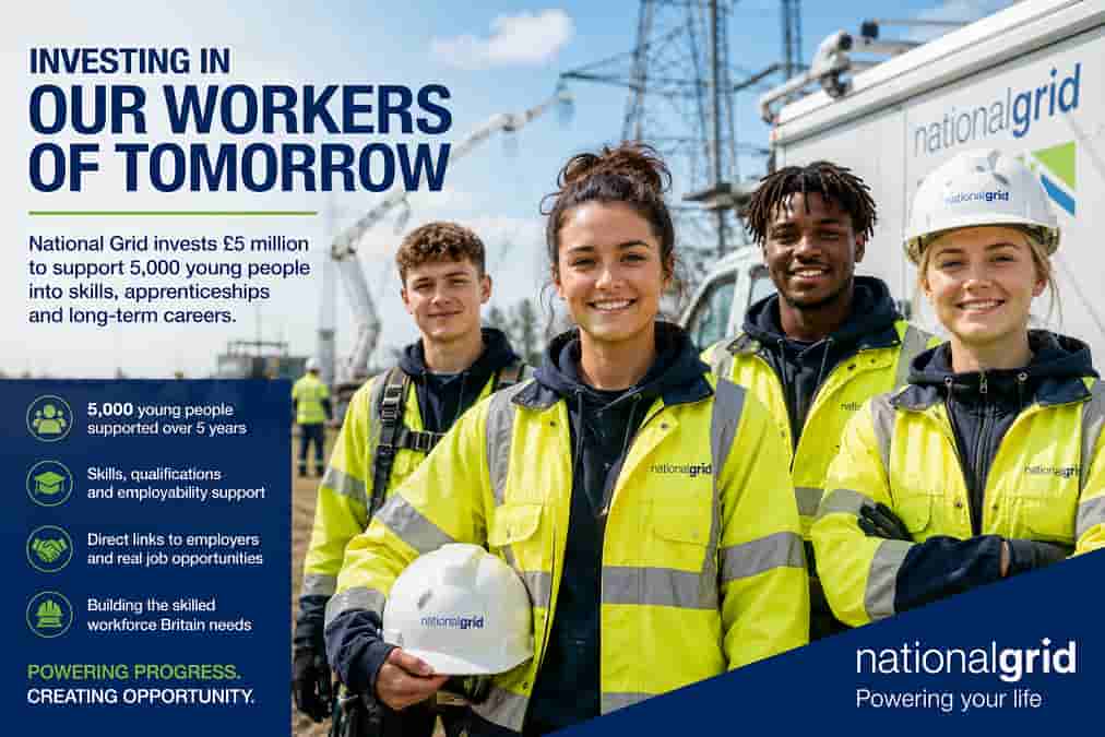 Young workers handed major boost as National Grid invests £5 million in Britain's workforce of tomorrow