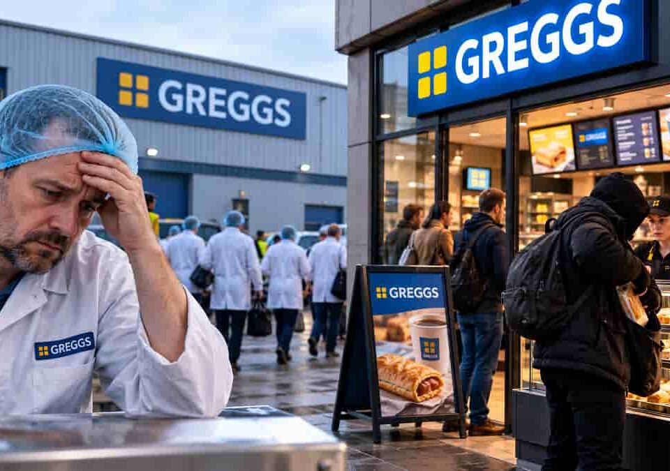 740 Greggs jobs at risk as workers face pressure on two fronts